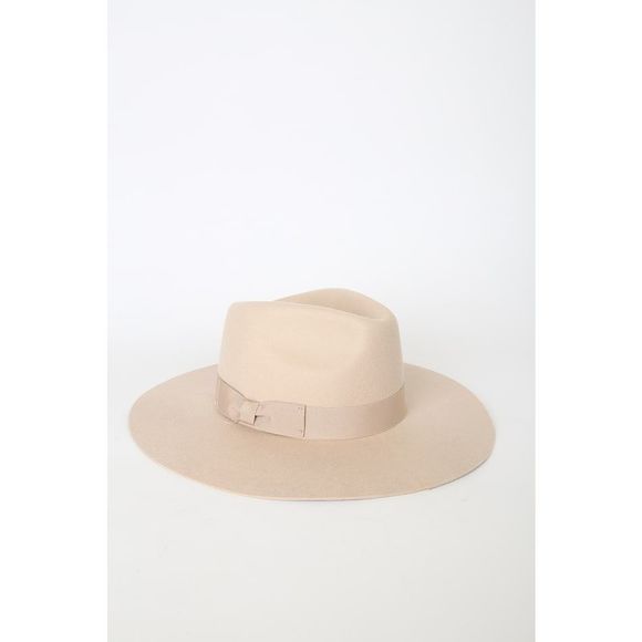 New Lila Beige Wool Wide-Brim Fedora Hat One Size main image 7